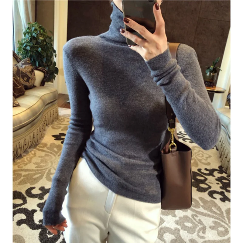 بلوفر نسائي سادة محبوك بأكمام طويلة ، سترات شتوية...