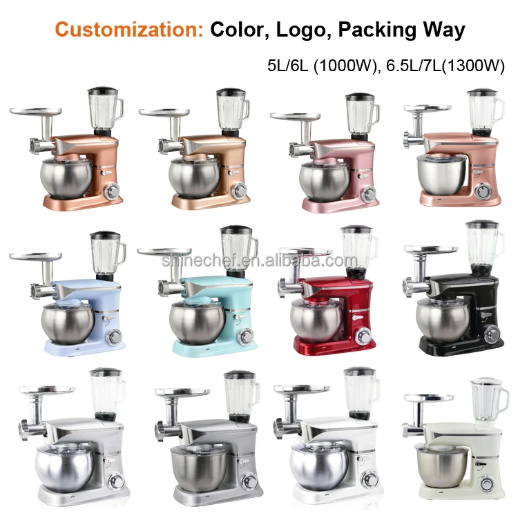 Multifunctional Kitchen Dough Cake Mixer Batidora 5L 6L 6.5L 7L 8.5L 10L 12L Electric Stand Food Mixer With Meat Grinder Blender