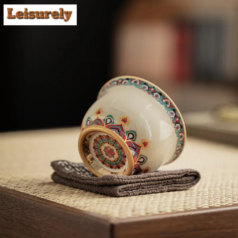 100ml Plant Ash Dunhuang Ceramic Teacup Creative Tea Bowl Single Cup Fragrance Cup Chazhan Master Cups Drinkware Decoration Gift