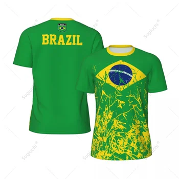 Exclusive design Brazil Flag Grain 3D Printed Men For Running Bike Soccer Tennis Fitness Sports tshirt Mesh Fans Short T-shirt 1