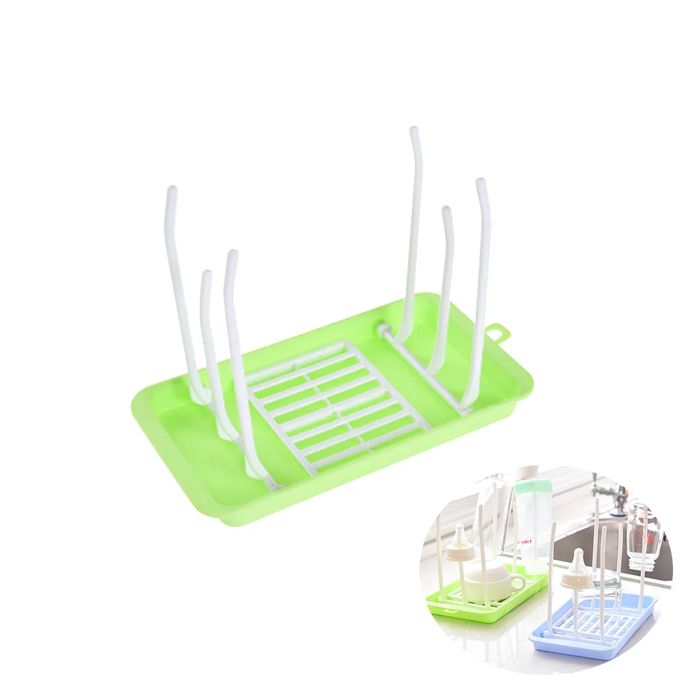 Baby Bottle Drying Rack Foldable PP Material Nipples Cups Countertop Holder Light Green Space Saving Vertical