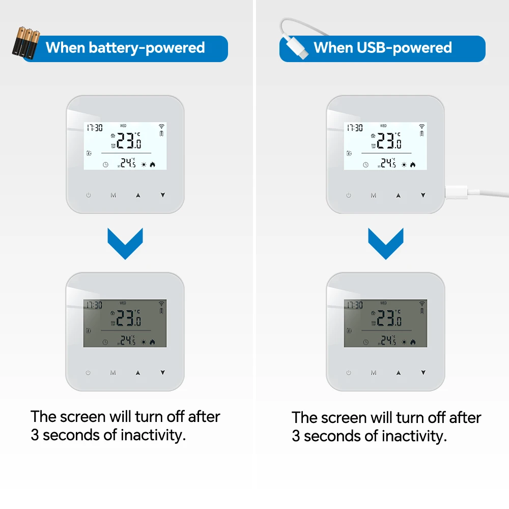 Smart WiFi Gas Boiler Thermostat Daily Programmable Heating/Cooling Battery Powe