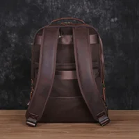 Leather Backpack Men's Backpack Top Layer Cowhide Computer Bag Large Capacity Hiking Bag Retro Travel Bag Fashion Schoolbag 2