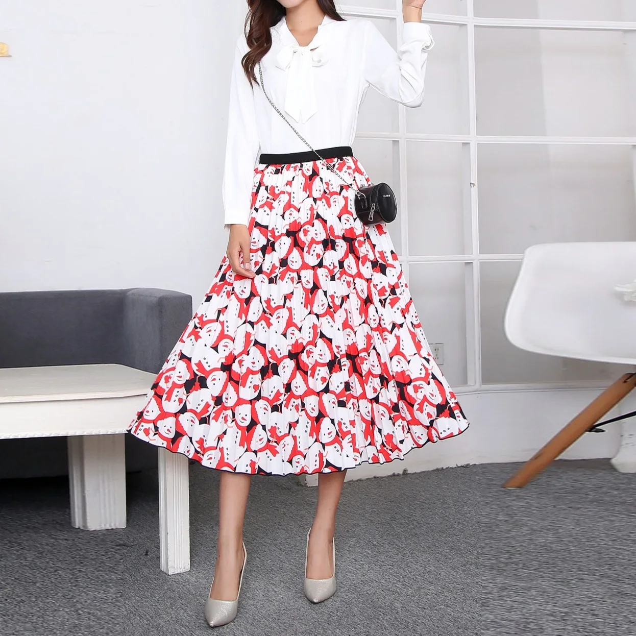 mini skirts for women Women Pleated Skirts Fashion High Waisted Elastic Girl 2022 Spring Summer Long Skirt Party Holiday Female A-Line Midi-Calf Skirt green skirt Skirts