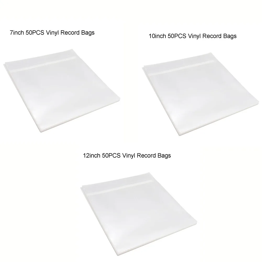 50pcs Clear Vinyl Record Protecter 7inch 10inch 12inch LP Bags Turntable Player Record Sleeves Portable Audio Accessories
