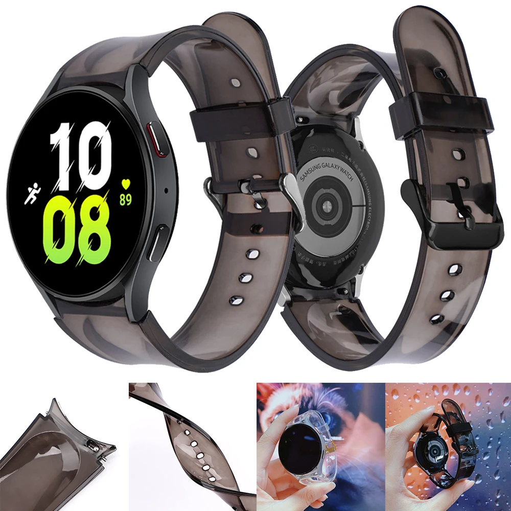 Clear Silicone Band Strap For Samsung Galaxy Watch 4 40mm 44mm Classic 42mm  46mm