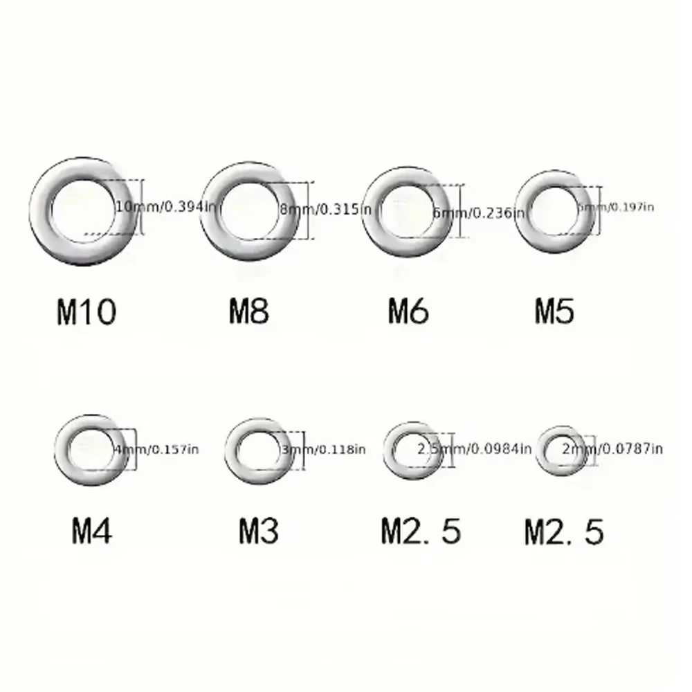 360pcs 304 Stainless Steel Washers Set For Home Decor Factory Repair Kitchens Shops