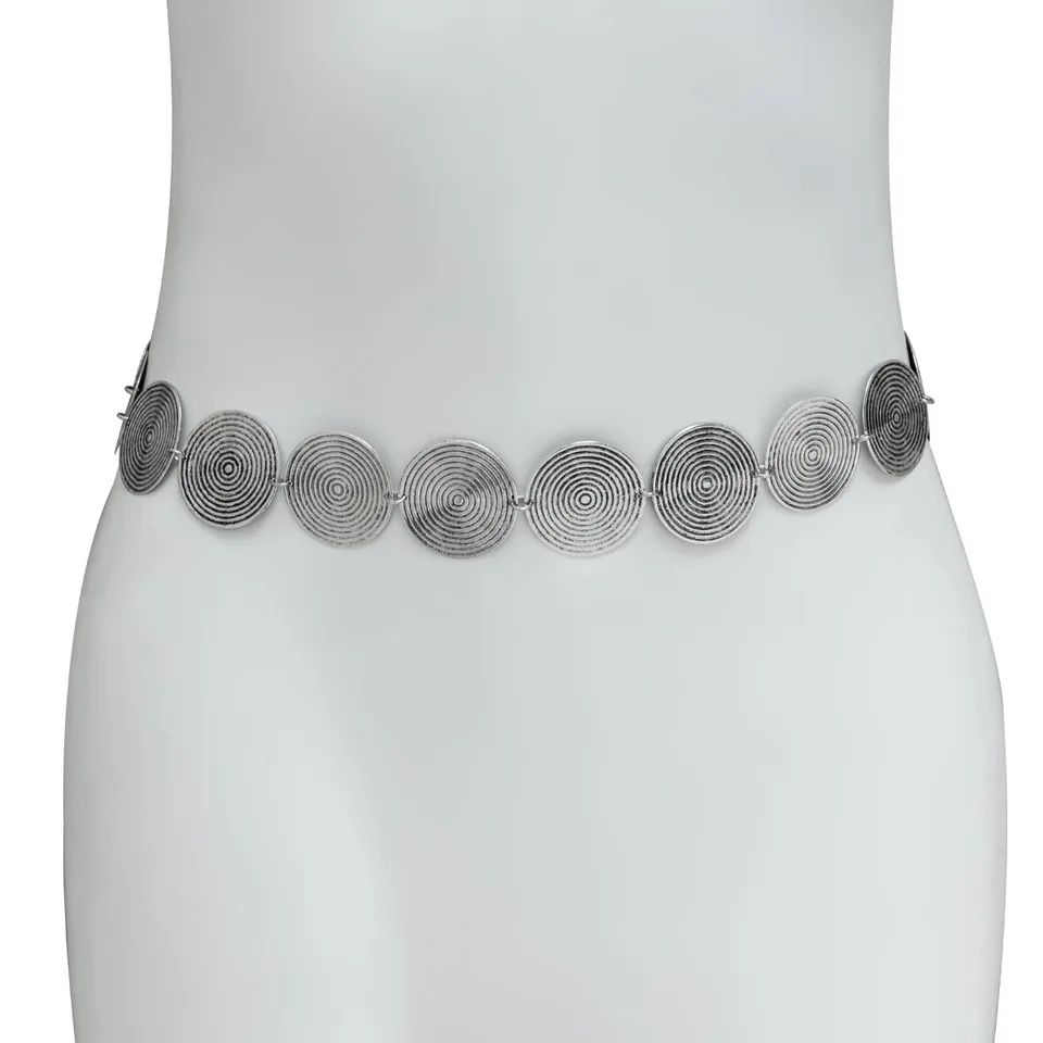 Cadena De Cintura Plateada Para Mujer Con Diseño De Margaritas - Ajustable (66-95 Cm), Estilo Retro Y Versátil