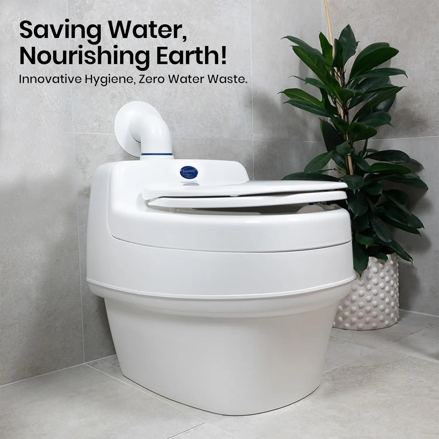 12V Urine Diverting High Capacity Waterless Composting Toilet Material Polypropylene (PP) 26.5"L x 18"W 5