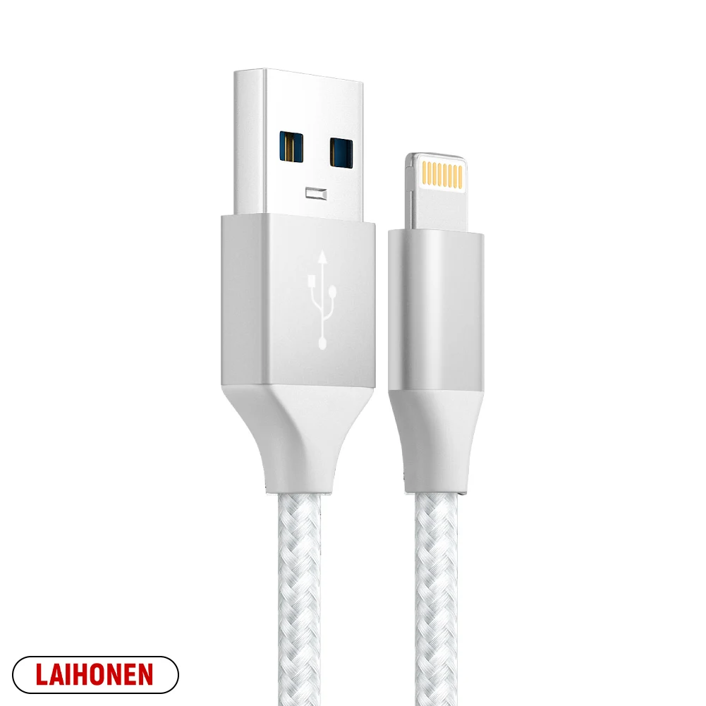 כבל טעינה מהירה באורך 1 מטר, 2 מטר ו-3 מטר עבור iPhone 11 12 13 14 Pro XS Max XR X 6S 7 8 Plus SE כבל נתונים מצופה ניילון