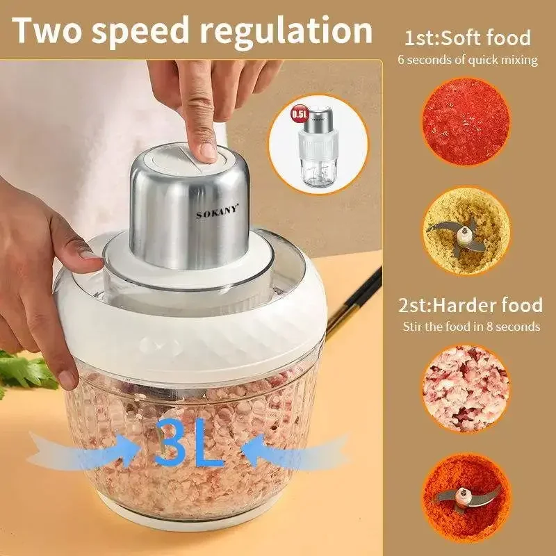 Houselin Food Processor, Electric Food Chopper with 2 Bowls, Meat Grinder for Fruits, Meat, Vegetables, Baby Food, Nuts 5