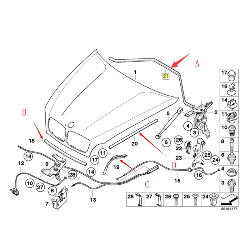 For BMW E70 E71 E72 X5 X6 Front Hood Cover Sealing Engine Compartment Sealant Strip