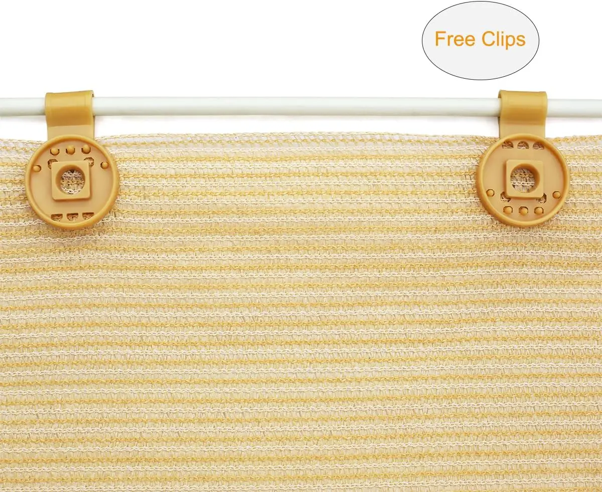 90% Sun Shade Fabric, 8x50ft Sun-Block Net Mesh Shade with Clips for Pergola Cover Porch Vertical Screen, Beige