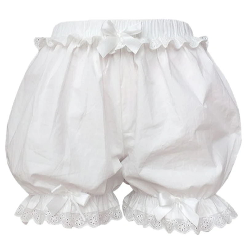 

Womens Teen Girls Ruffled Lace Pumpkin Shorts Japanese Vintage Gothic Bowknot Bloomers Loose Safety Under Pants