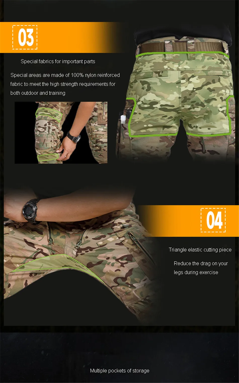 Description Picture 5 of itemPRO HT Tactical Pants Hunting Hiking Camping Men Multicam Outdoor Sports Trousers Functional Protective Camouflage Cargo Pants