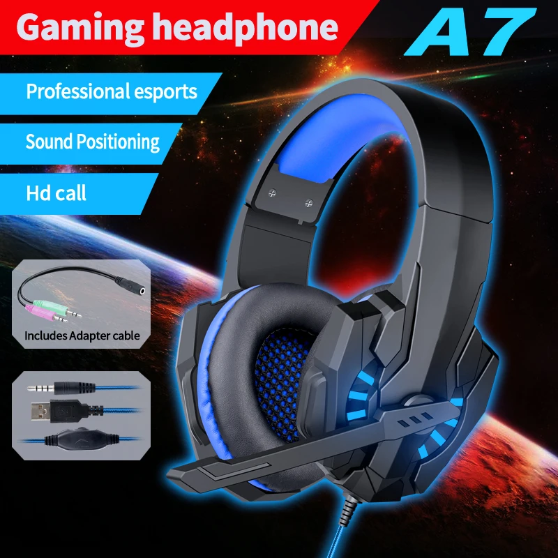 Wired Gaming Headphones With Mic Adjustable PC Bass Stereo Low latency Gamer Headset For PS4 PS5 Xbox Smartphone Laptop wired headphones gaming headphones wired headset