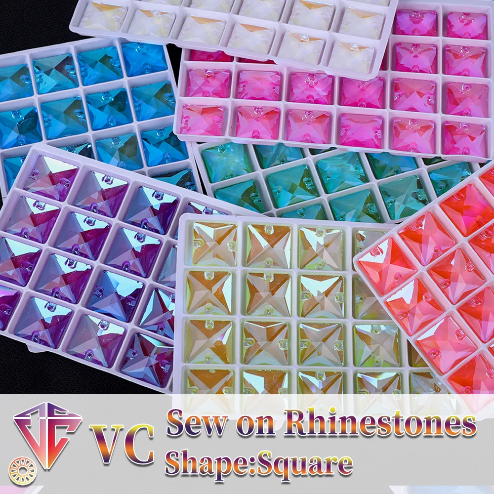 VC Fluoreszierendes AB-Strassstein-Quadrat zum Aufnähen, Navette, Dreieck, Tropfen, Runde, Kosmisches Nähen, Diamant-Flatback, DIY-Zubehör, Hochzeit – Detail 11
