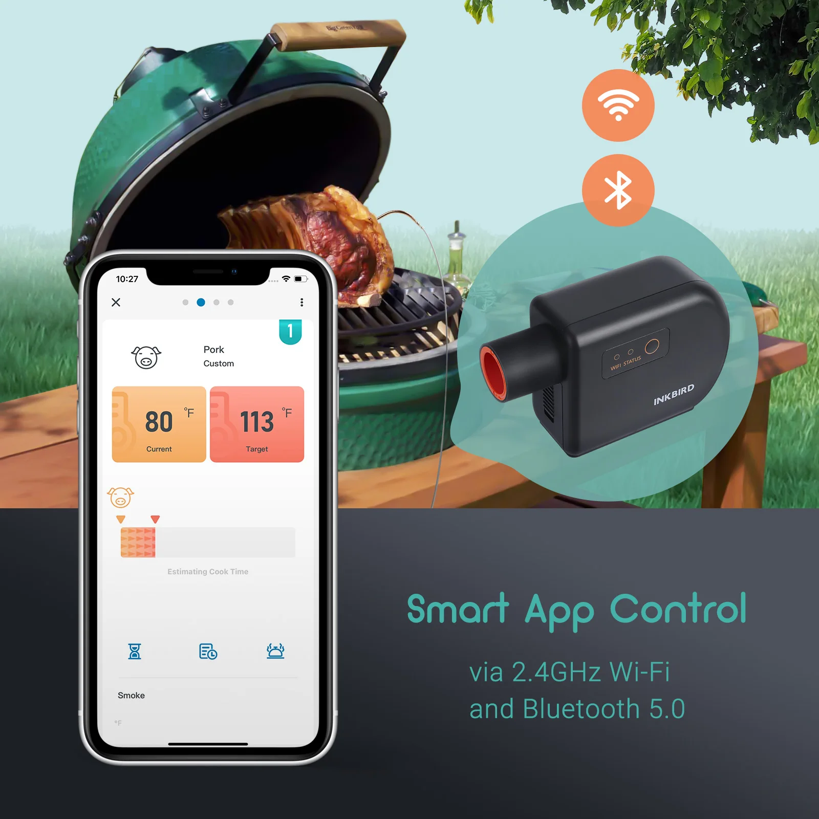Automatic Smoker Fan Controller ISC-027BW Wi-Fi Bluetooth BBQ Temperature Contro