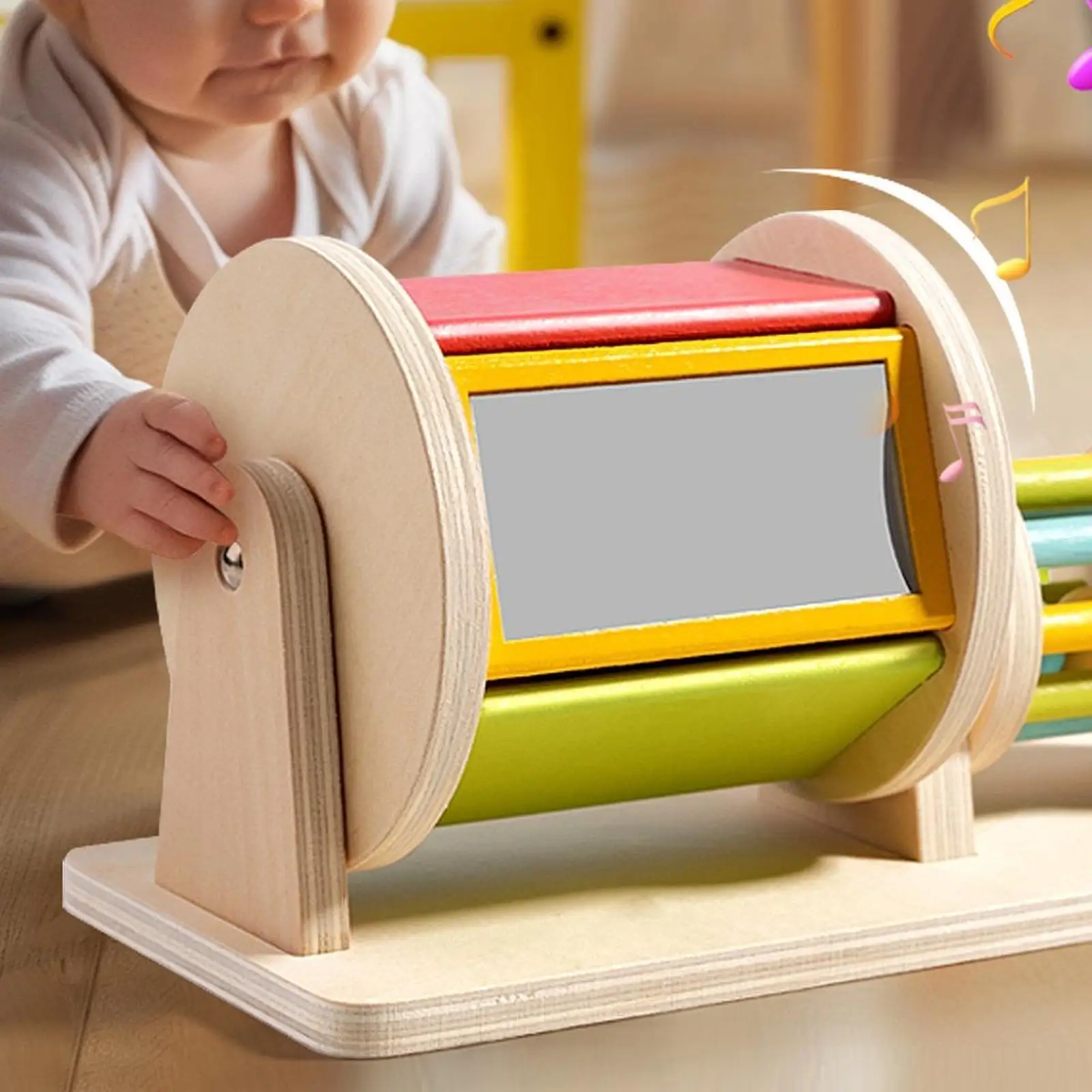 Rotating Drum Baby Toy with Mirror Sensory Development Toy Educational Toy for 1-3 Year Old Baby Children Boys Girls Infant