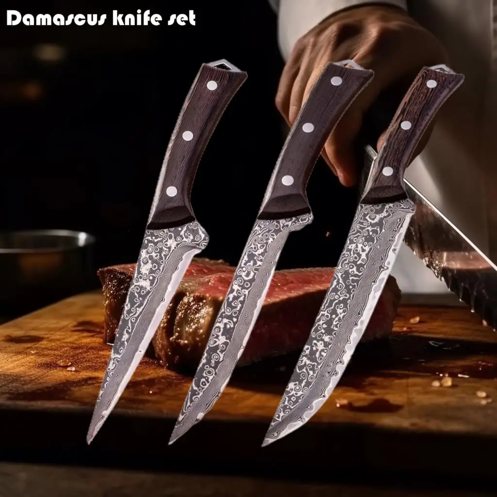 DamascusSteelVG10BoneCuttingKnife67LayersOfHighCarbonSteel