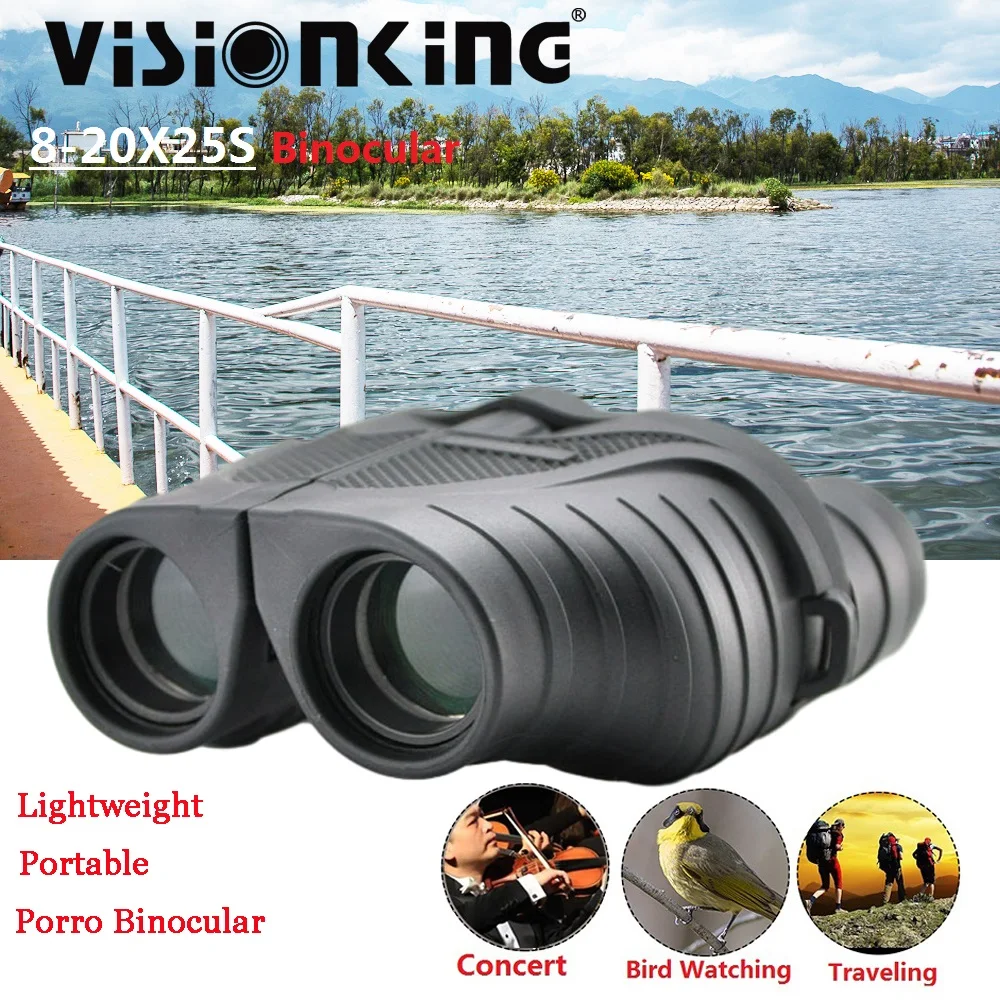 

Visionking Lightweight 8-20x25 Zoom Porro Binoculars MC Variable Magnification Outdoor Hunting Camping Travelling Telescope