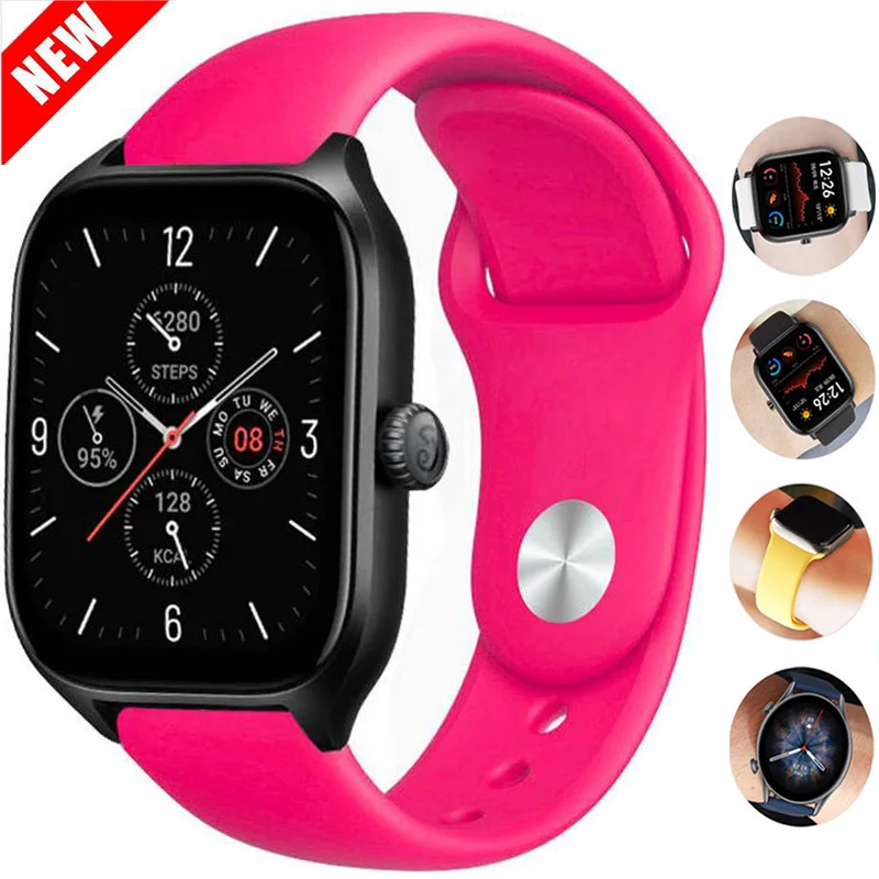 

Ремешок силиконовый для Amazfit Bip, браслет для спортивных часов Amazfit GTS 3/2/2e/GTS2 Mini/GTR 42 мм/47 мм/GTR 4/3 Pro/2/2e/4, 20 мм 22 мм