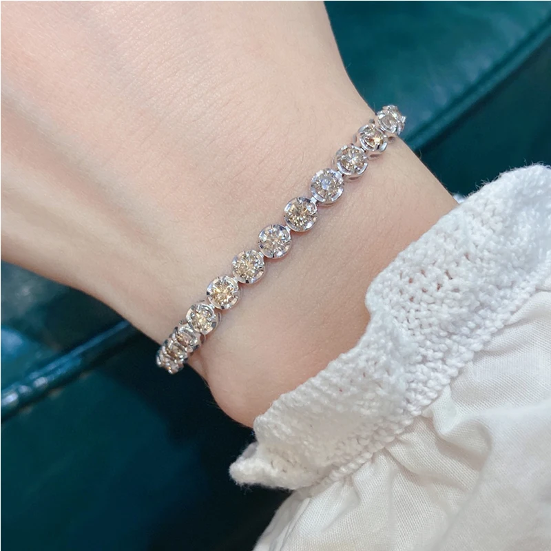Sab19082a77ae4b8eb14bc70016337de2E Aazuo Fine Jewelry Real 18K White Gold Natrual Diamond 5.0ct Classic Tennis Bracelets For Woman Upscale Trendy Engagement Party