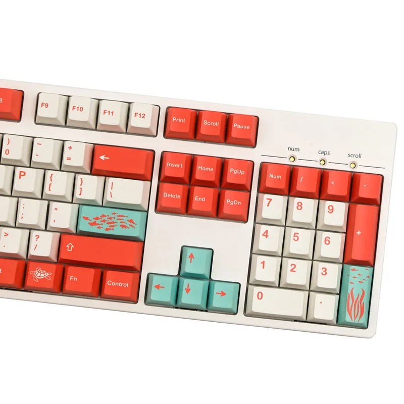 Chaves Conjunto Gmk Coral Keycaps Pbt Tintura Subbed Chave Tampões Cherry Perfil Keycap para Keychron q1 q2 k2 65 75 Anne Gh60 Gk64 Poker 140 - Imagem 5