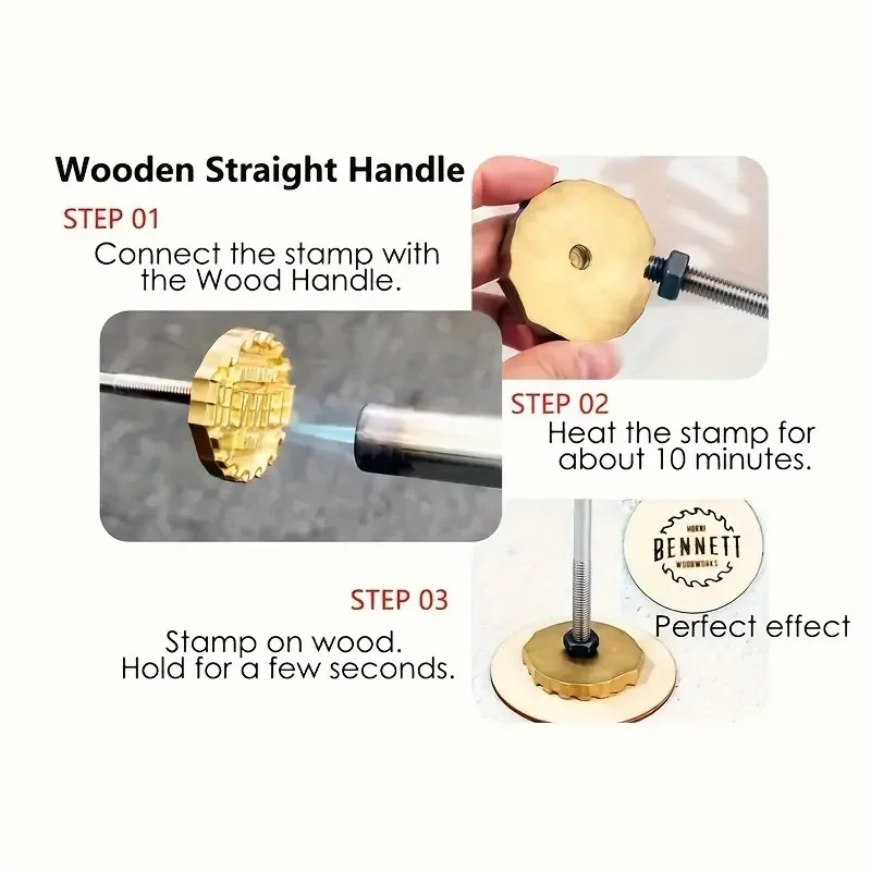 Custom Branding Iron Stamp DIY LOGO Heating Brass Embosser Seals Handle for Wood Leather Cake Hamburger Wedding Party Craft