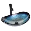 Modern Glass Vessel Sink Basin Set with ORB Faucet Countertop Combo Kit and Pop-up Drain Unique Transparent Design Durable 2