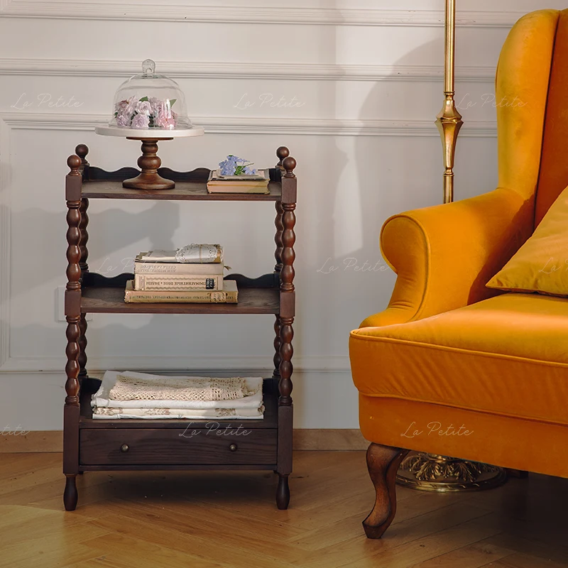 Medieval storage rack, retro bedside table, household living room, sofa side, several corners and multiple layers of display rac