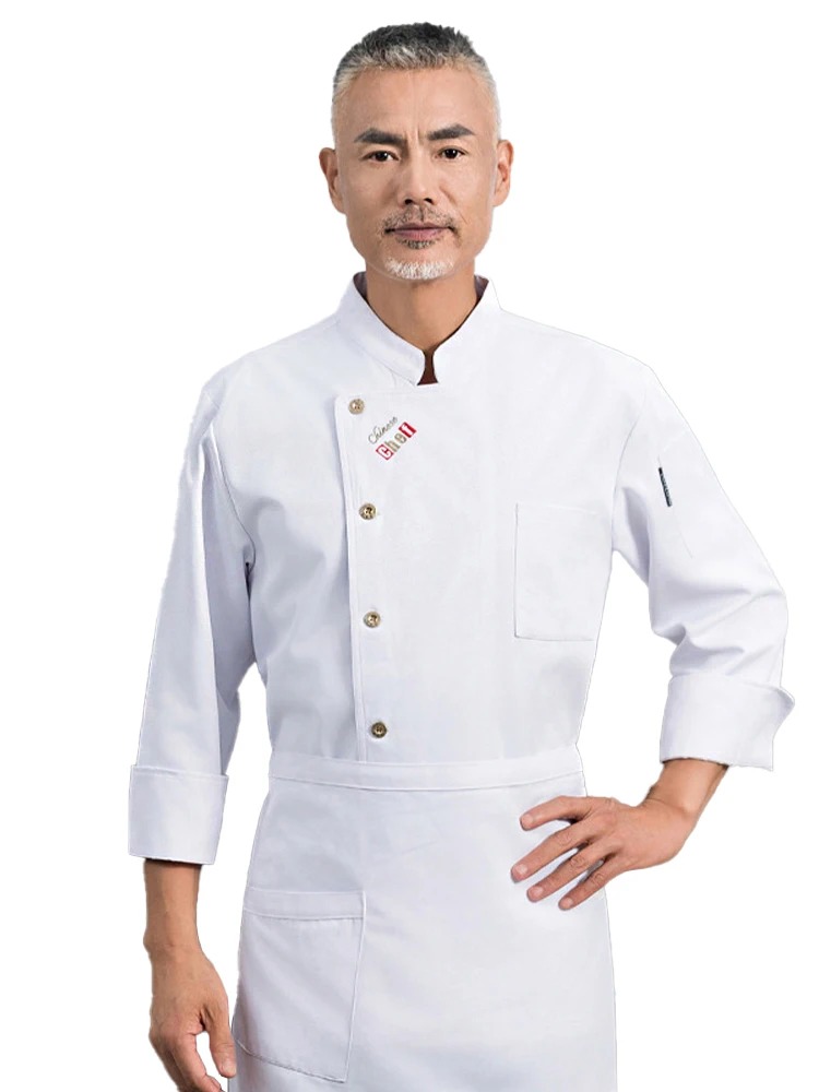 

Hotel Chef Uniform Restaurant Kitchen Jacket Catering Cook Shirt Bakery Cooking Coat Cafe Waiter Work Costume Tops and Apron