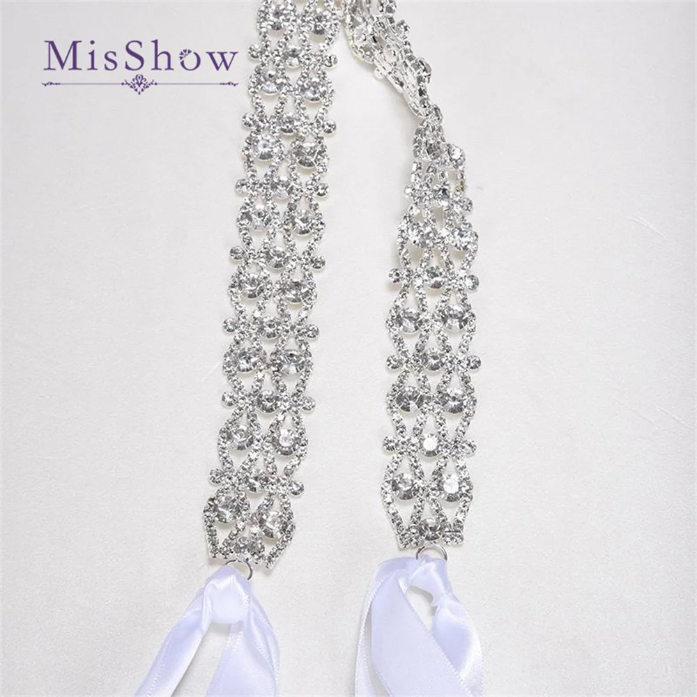 MisShow Gold Silver Handmade Rhinestone Belt Crystal Wedding Bridal Sash Satin Ribbon Wedding Accessories bridal waistband,bridal dress decoration,bridal garter belt
