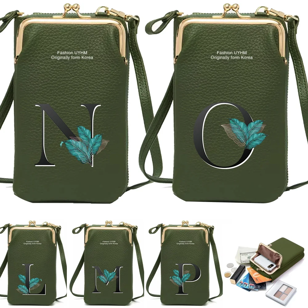 

Women's Mobile Phone Bag for Huawei/iPhone 13 Pro/Xiaomi Card Holder Wallet Shoulder Sports Arm Bag Handbag Leaf Print