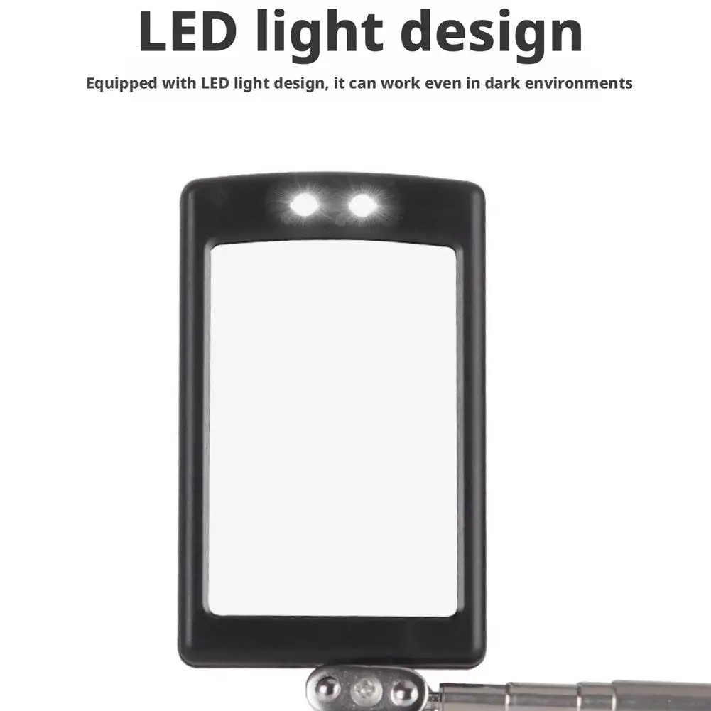 텔레스코픽 LED 검사 거울 360 °   LED 조명이 있는 회전식 확장형 검사 거울, 차량 하부 검사 도구