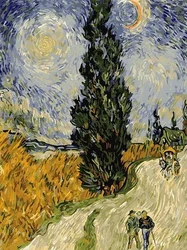 Van Gogh - Inspired Oil Painting Kit - Scenic Canvas Artwork, 60x75cm, Frameless Home Decor - 75x60cm No Frame (Plum)