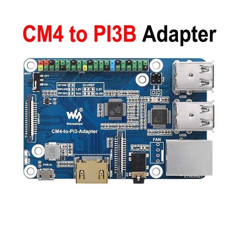 

Плата расширения Waveshare для Raspberry Pi CM4-3B, плата-переходник PI3B, плата ввода-вывода, адаптер CM4-Pi3, синий, 1 комплект