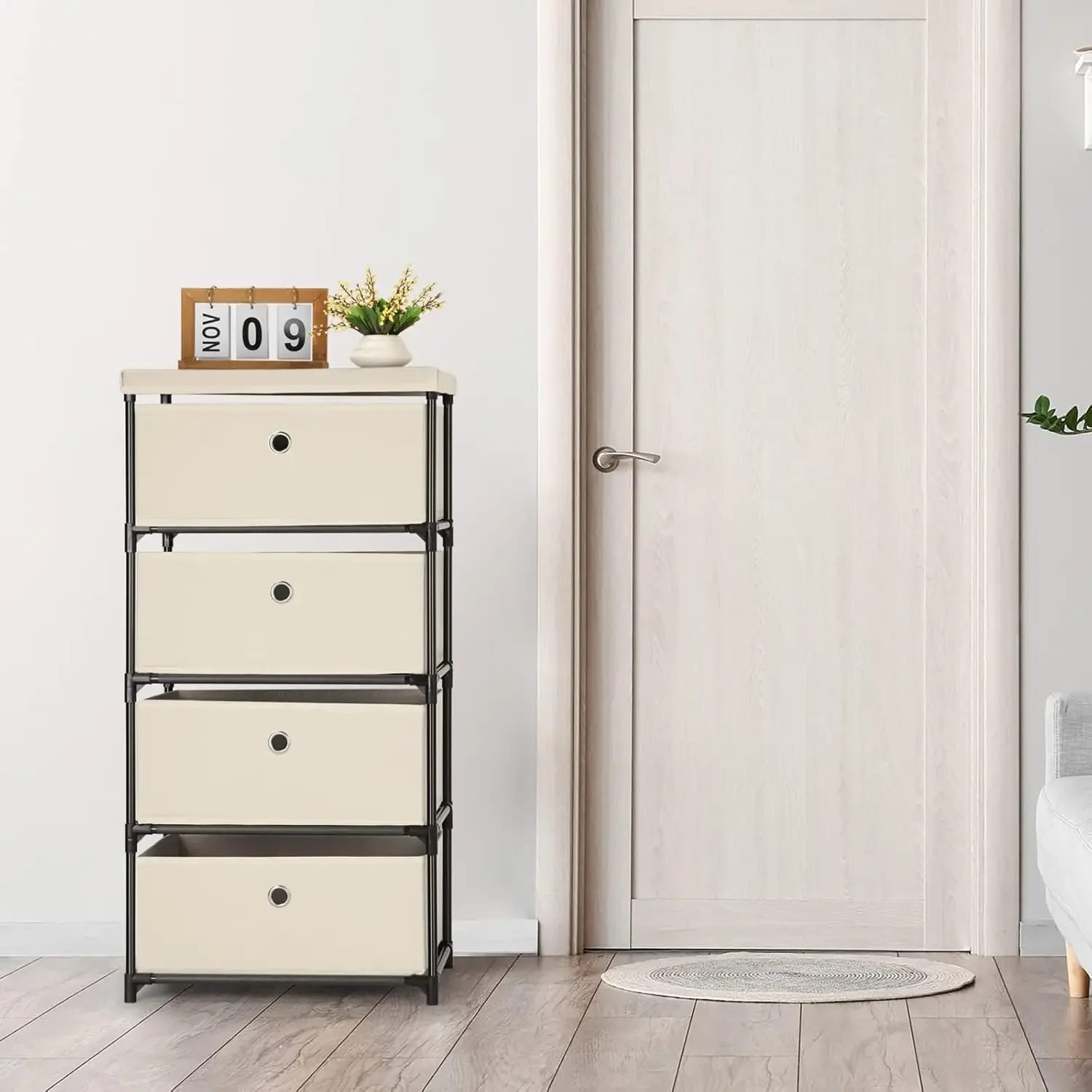 4-Drawer Fabric Dresser Closet Organizer with Storage Bins, Easy Assembly for Bedroom/Dorm/ Space-Saving Storage Unit 6