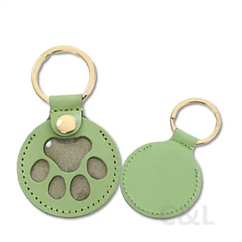 Pet Fur Storage Keychain - Leather Paw Keepsake For Dog & Cat Hair, Memorial Gift Keyring