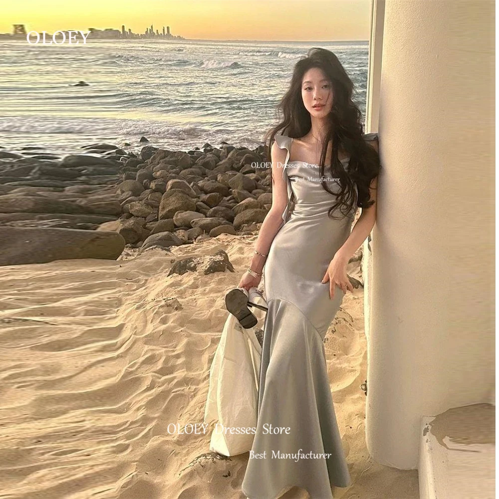 

OLOEY Elegant Mermaid Party Dresses Korea Lady Straps Silk Beach Evening Prom Gowns 2024 Wedding Photo shoot Special Occasion