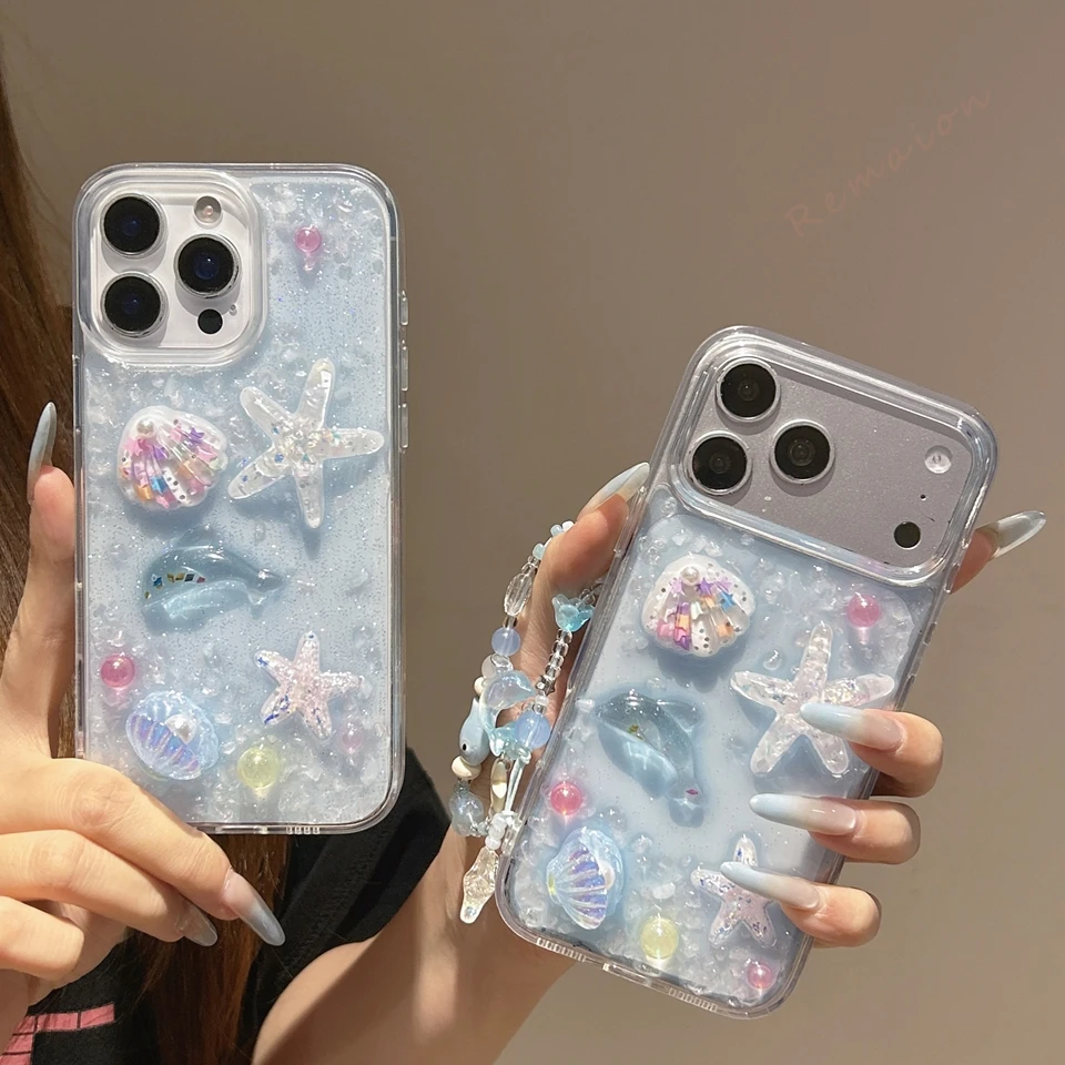 Bling Bling Starfish Shockproof Glitter 3D Cute Phone Case