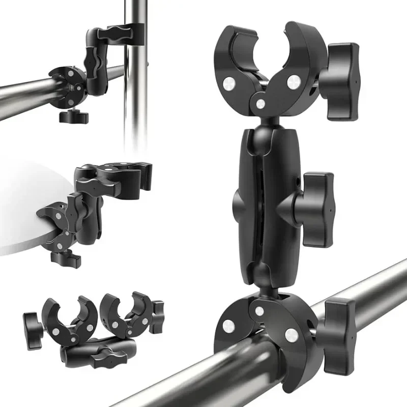 

Double Mount Clamp Bracket Monitor Magic Socket Arm for Desk Photo Studio Light Stand, Photography Reflector, Flag Holder Mount