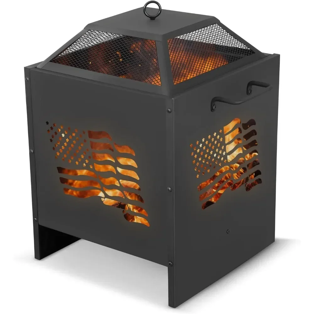 Fire Pit with Style and Warmth with This Outdoor Wood Fire Pit, Portable Wood Grill Camping Firepits for Outside 21 Inches