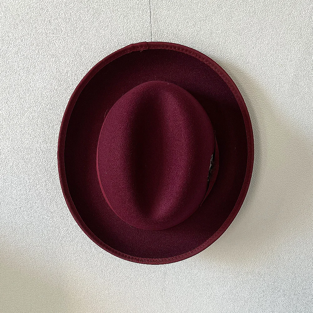 Herren Fedora Panama neue Filzhut Bogen Feder Dekoration Jazz Hut Party Bühne Performance Hut Sombrero Hombre – Detail 8