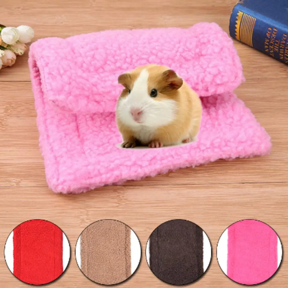 Double-sided Small Pet Warm Mat Plush Hamster Small Mat Guinea Pig Nest Easy To Carry Rectangular Rabbit Bed Cushion