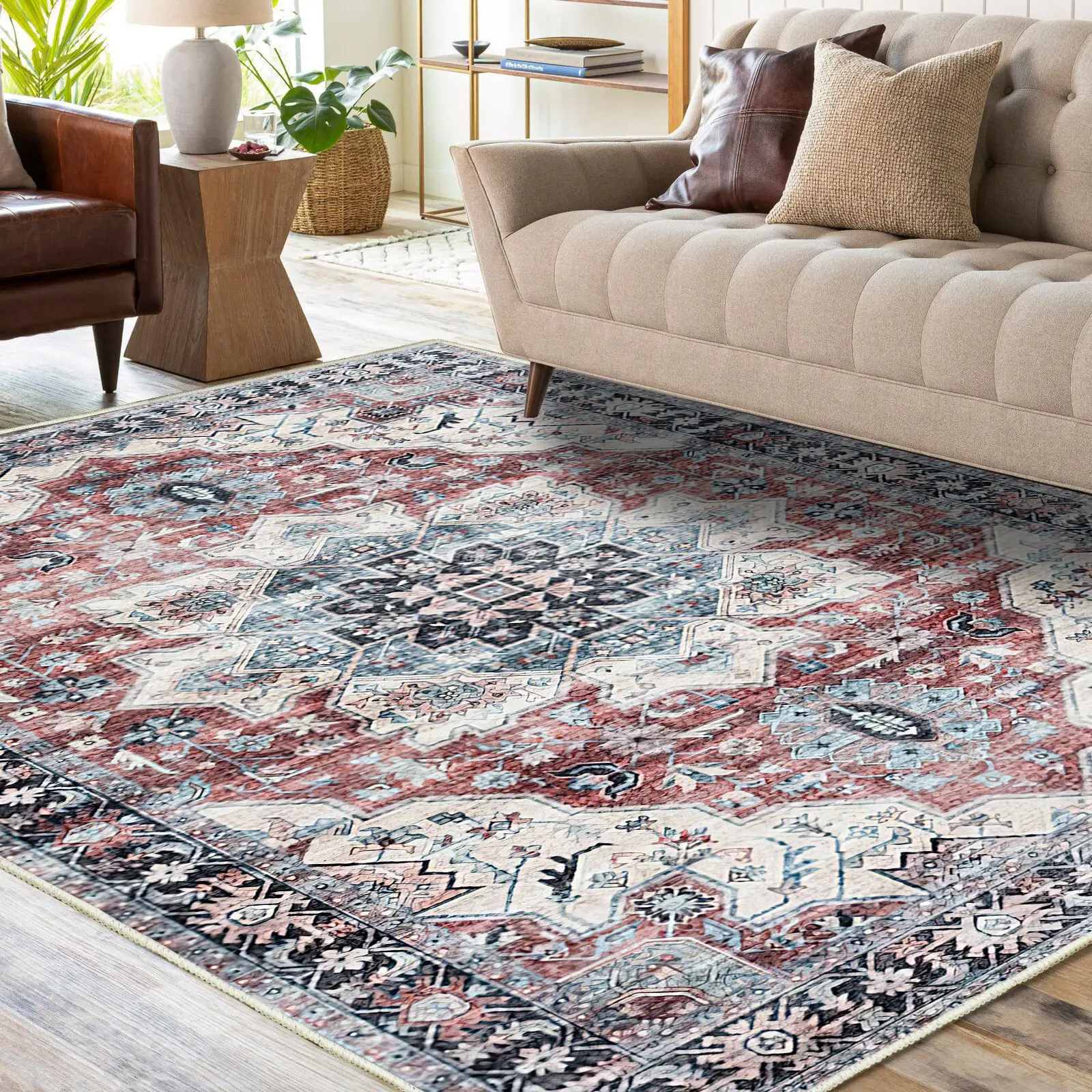 

Retro Bohemian Carpet for Living Room Coffee Table Bedside Mat Persian American Carpet Bedroom Area Rug Sofa Mat Soft Lounge Rug