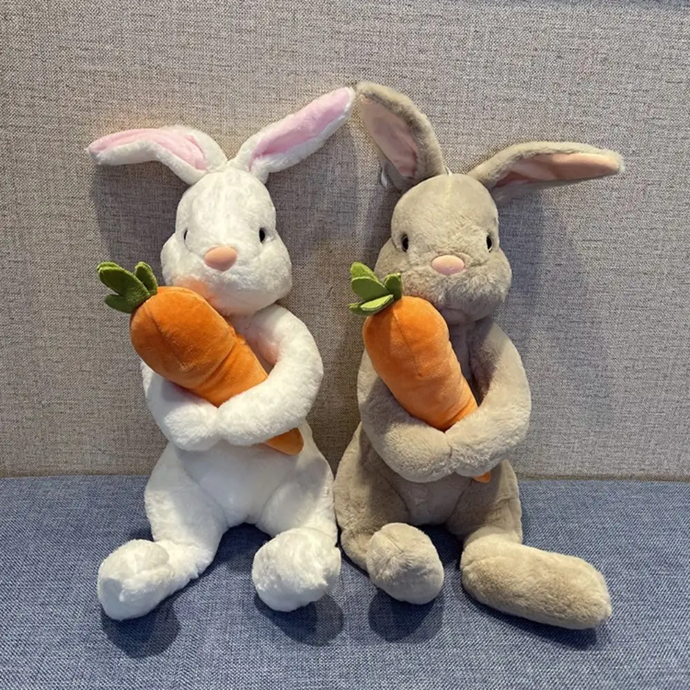 

20cm Stuffed Lifelike Sitting Bunny Hugging Carrot Simulated Rabbit Doll Plush Toys for Kids Gift Party Decor Easter Day