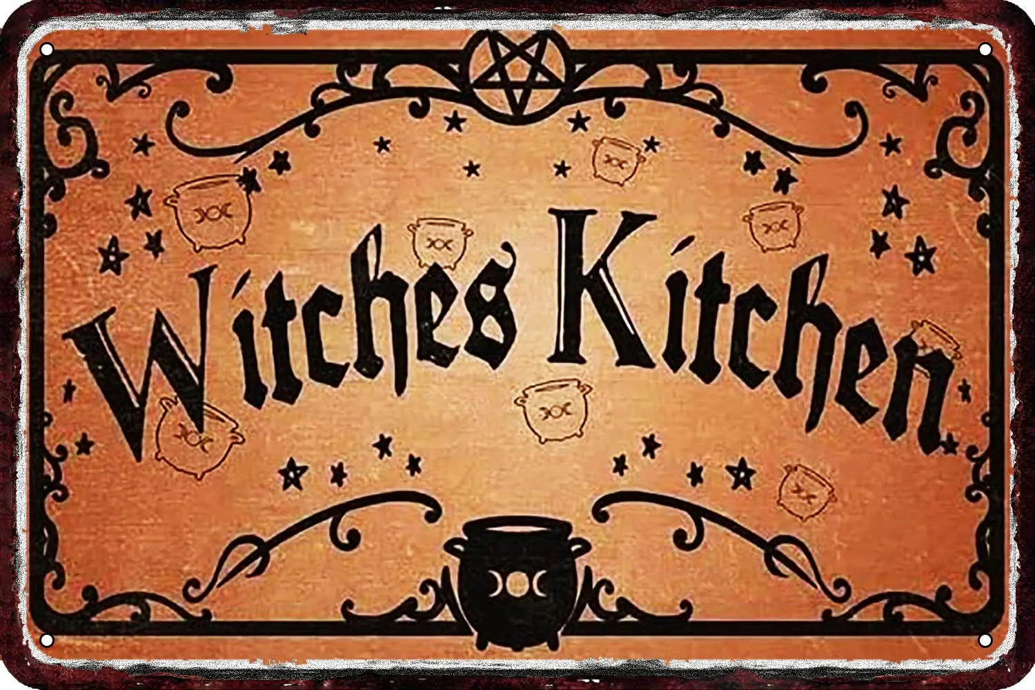 

GEMINOLOGY Witches Kitchen Vintage Metal tin Sign Wall Decor Retro Art Funny Decorations for Home Man Cave bedroom 8x12 Inch