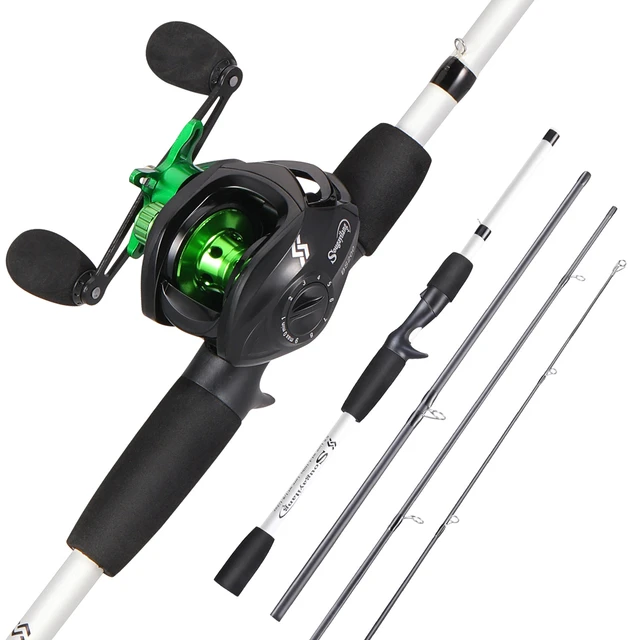 Sougayilang Casting Fishing Rod Combo 1.98m 4 Sections 0-9 Magnetic Brake  Aluminum Spool Rod and 7.2:1 Gear Ratio Casting Reel - AliExpress