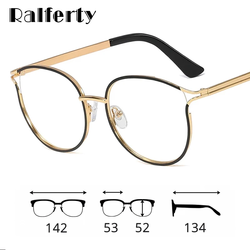 

Ralferty Female Trendy Metal Frame Eyeglasses Ladies Cat Ears Gold Decorative Glasses NO Grade Spectacle Frames F95785